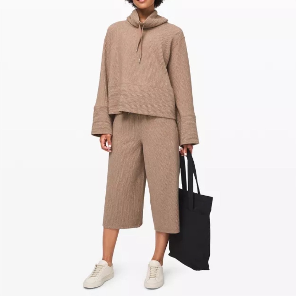 Lululemon Retreat Yourself Soft Cozy Wide Crop Pant Sand Beige 4 - Picture 7 of 8
